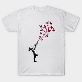 Girl with Trompet Banksy Streetart Style T-Shirt